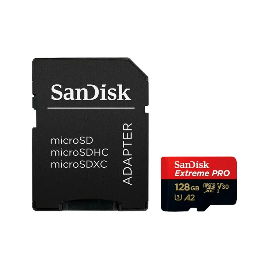 SanDisk Extreme PRO 128GB Micro SDXC UHS-I Class 10 with Adaptor