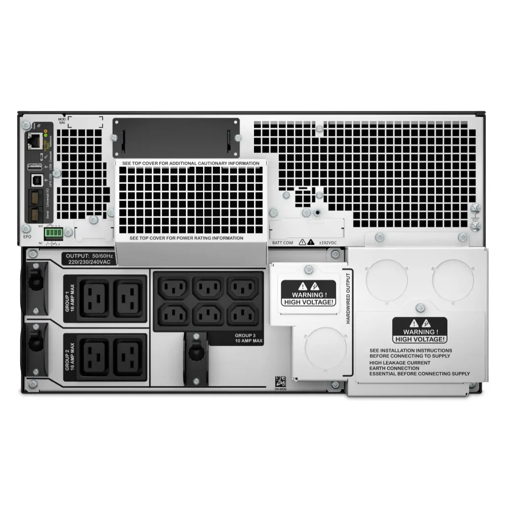 APC Smart-UPS SRT On-Line 10000VA Rackmount 6U 230V/400V 6x C13 4x C19 Outlets Network Card+SmartSlot