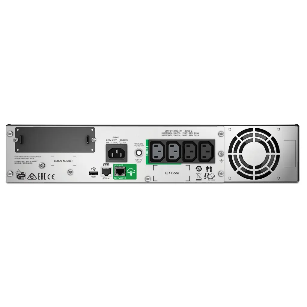 APC Line Interactive SmartUPS 1.5KVA 1000 Watts 151V 302V Rackmount with SmartConnect 4 AC Outlets