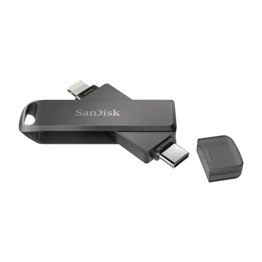 SanDisk iXpand Luxe USB-C Lightning Black Flash Drive