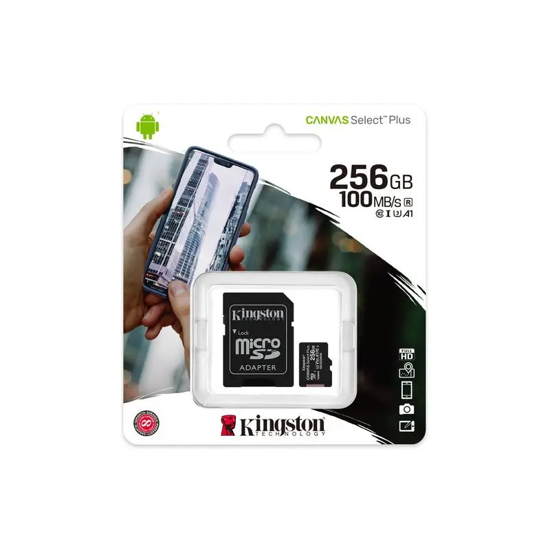 Kingston Technology Canvas Select Plus 256GB MicroSDXC Memory Card and Adapter