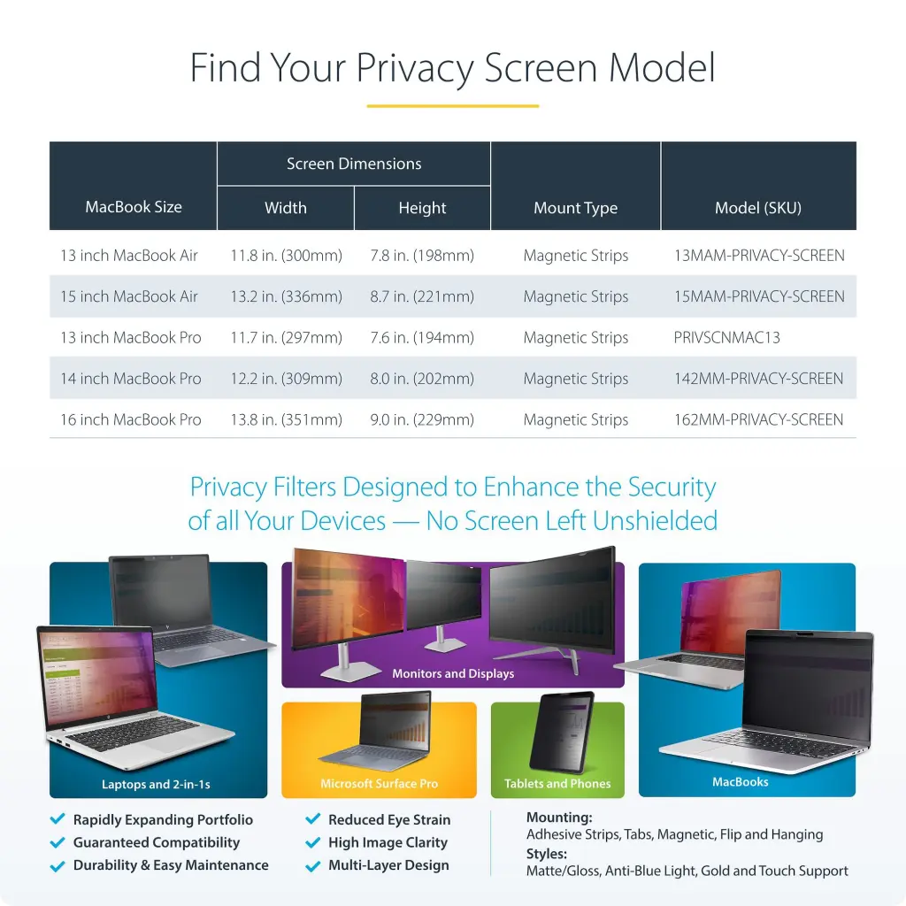 Startech.com 15 Inch MacBook Air 2023 Laptop Privacy Screen