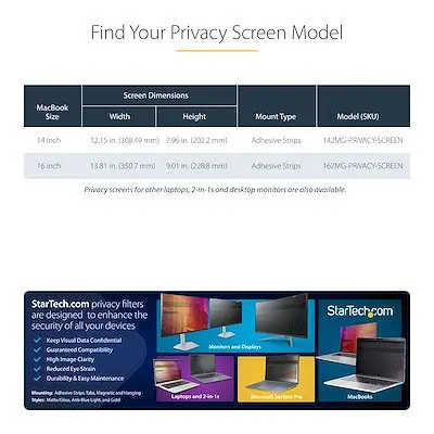 Startech.com 14 Inch MacBook Pro 21/23 Privacy Screen Double Sided