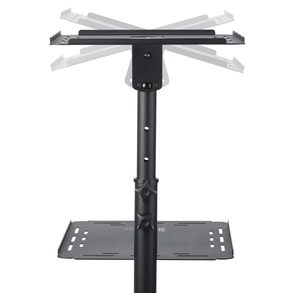 StarTech.com Mobile Projector and Laptop Stand/Cart - Heavy Duty Height Adjustable Portable Projector Stand (2 Shelves; Holds 22lb/10kg each)