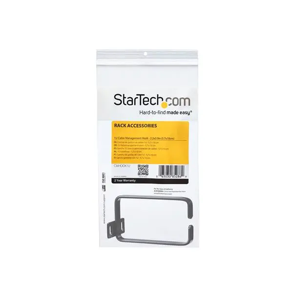 StarTech.com 1U Vertical Server Rack Cable DRing Hook