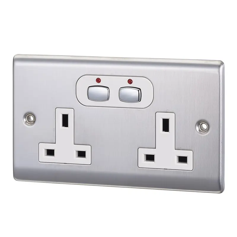 EnerGenie MiHome Smart 6MM 2 Gang Power Socket Steel