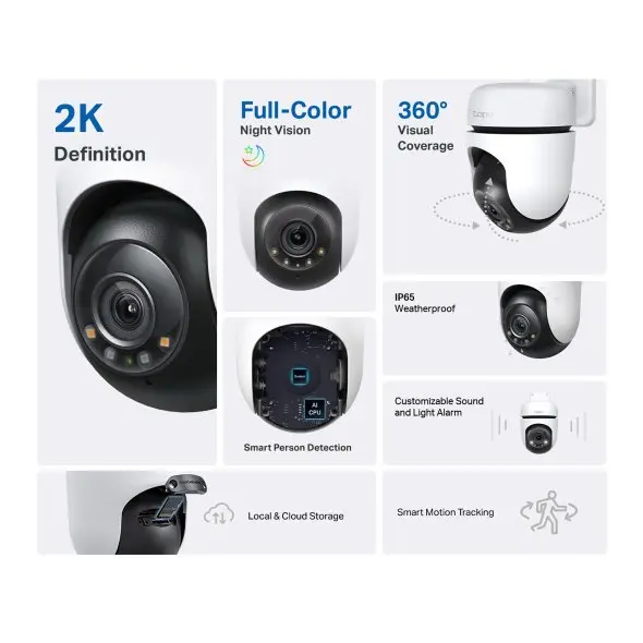 TP-Link Tapo C510W Outdoor Pan Tilt Security Wi-Fi Camera 2 Twin Pack