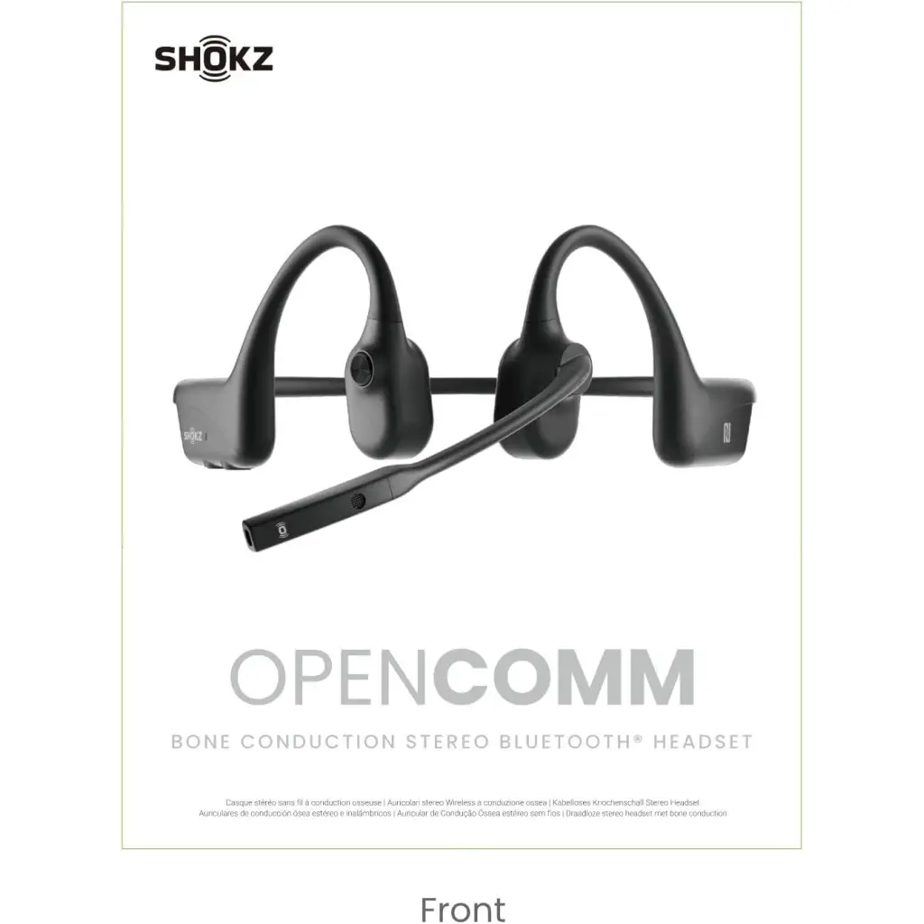 Shokz OpenComm Black Bone Conduction Stereo Bluetooth Headset