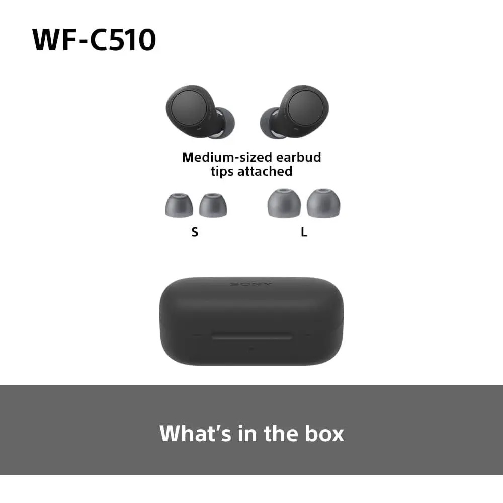 Sony WF-C510 Truly Wireless Black Earbuds with Charging Case