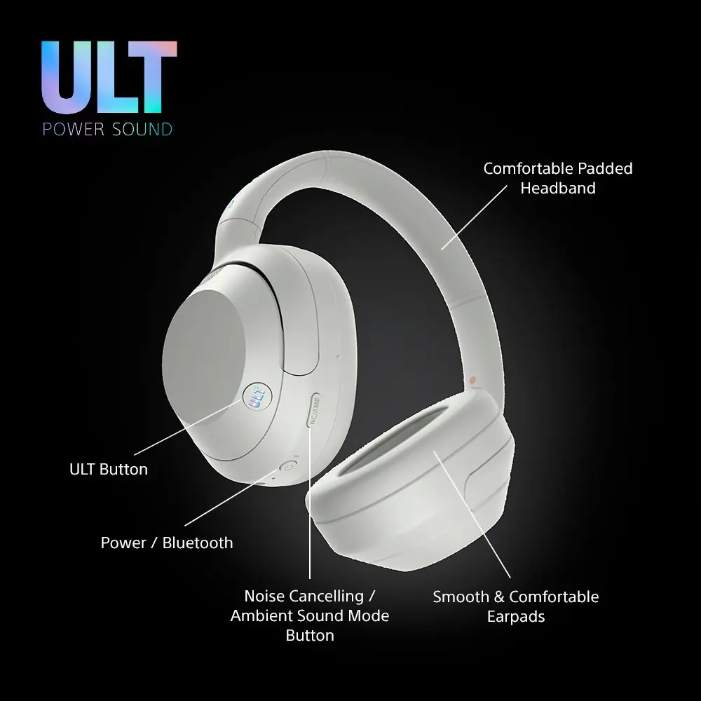 Sony ULT Power Sound White Bluetooth Wireless Headphones