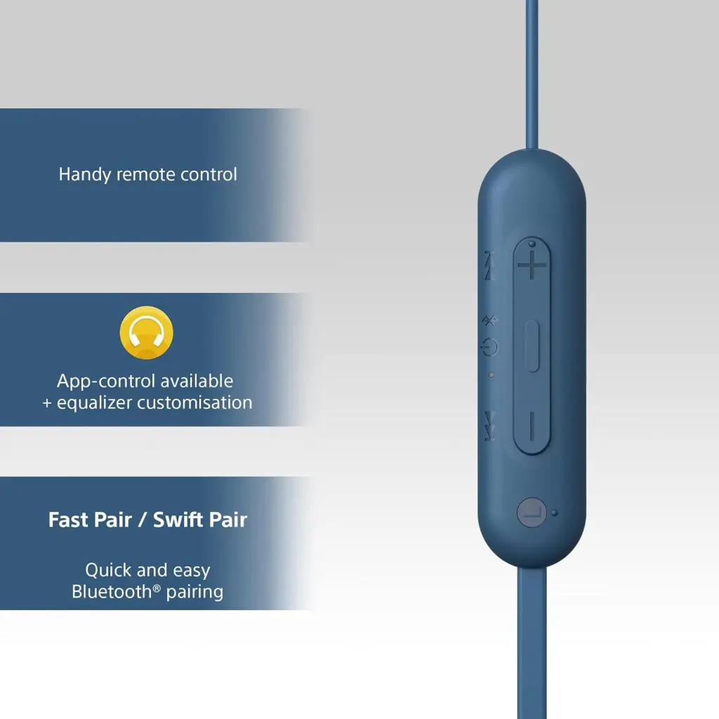 Sony WI-C100 Wireless Blue Neckband Earphones