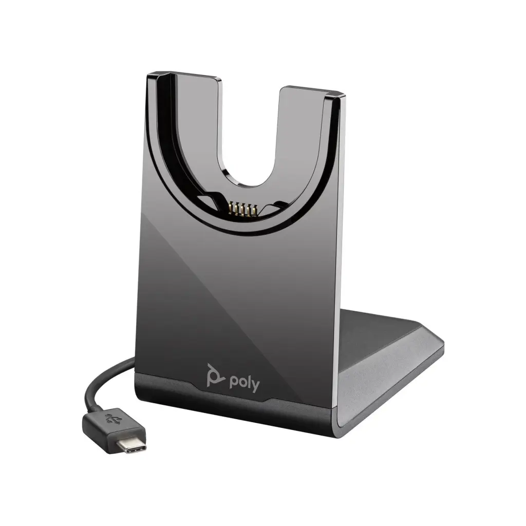 HP Poly Voyager 4320 UC Bluetooth USB-C Headset with BT700 Dongle and Charging Stand