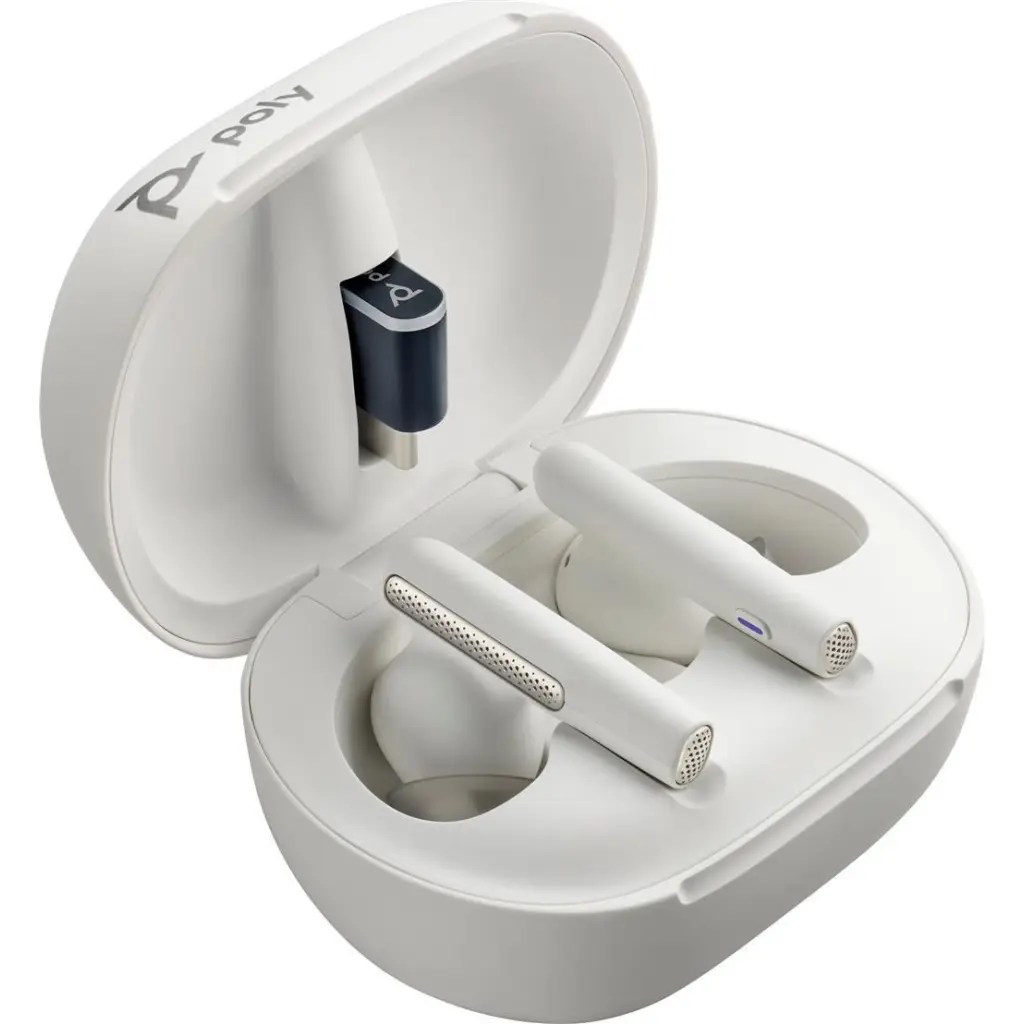 HP Poly Voyager Free 60 Plus UC Bluetooth Wireless USB-C White Earbuds with Charging Case