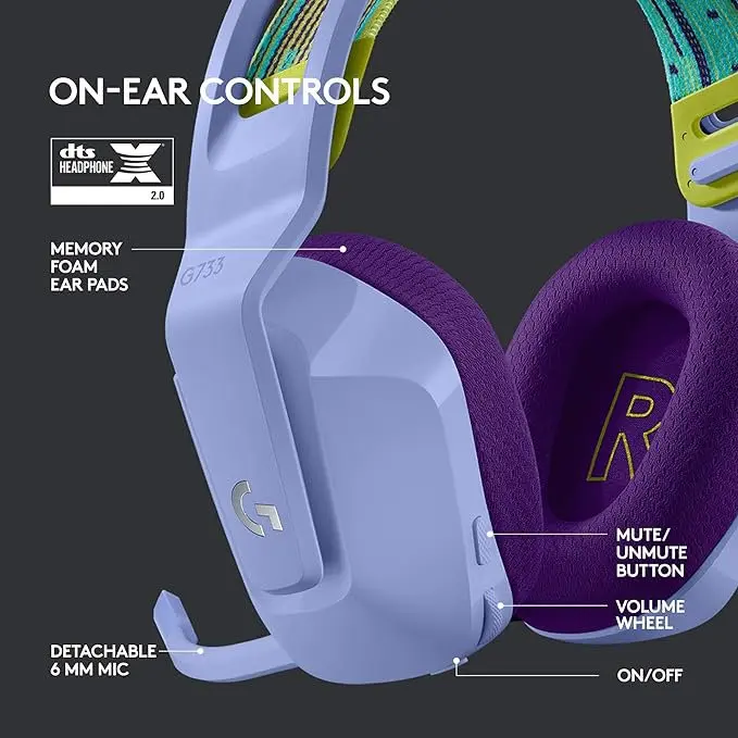 Logitech G733 Lightspeed Wireless Lilac RGB Gaming Headset