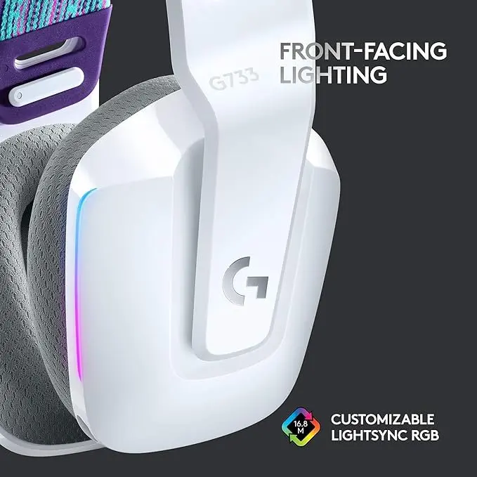 Logitech Lightspeed G733 White Wireless RGB Gaming Headset