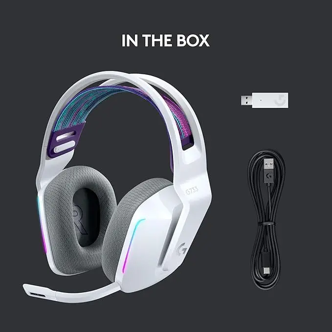 Logitech Lightspeed G733 White Wireless RGB Gaming Headset