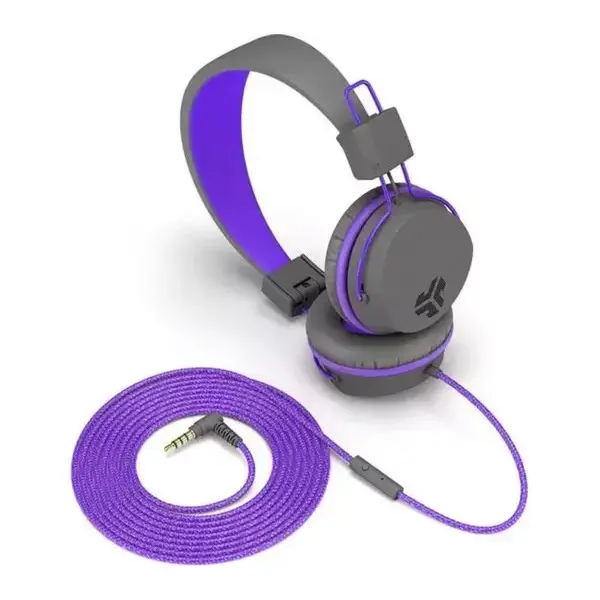 JLab Audio JBuddies Studio Over Ear Folding Kids Headphones Purple Grey