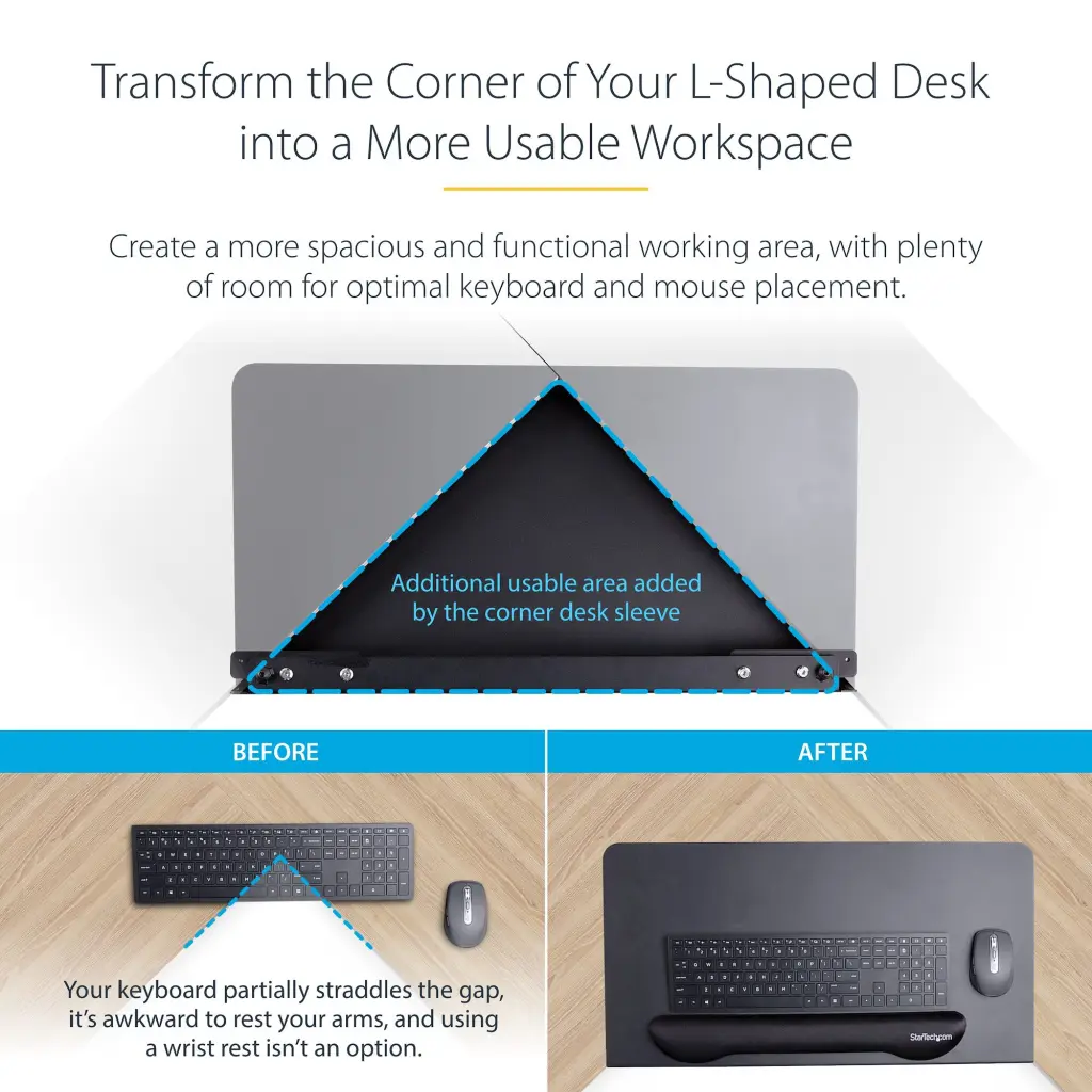 StarTech.com Clamp-On Steel Desk Corner Sleeve for L-Shaped Corner Desks