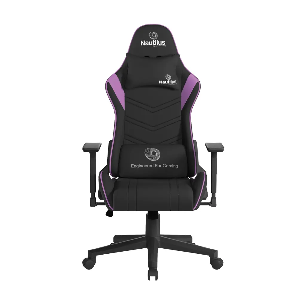 Nautilus Designs Apollo Ergonomic Gaming Chair With 4D Multi-Dimensional Armrests and 155 Degree Tilt Purple/Black - BCP/B390/BK-PL