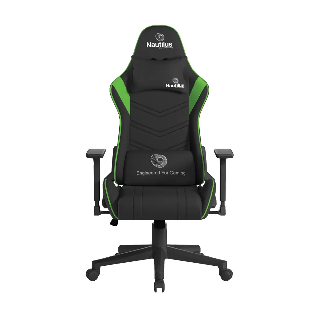 Nautilus Designs Apollo Ergonomic Gaming Chair With 4D Multi-Dimensional Armrests and 155 Degree Tilt Green/Black - BCP/B390/BK-GN