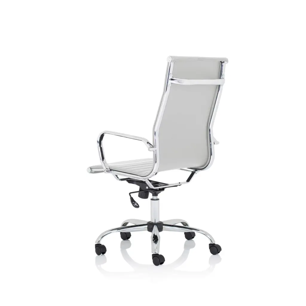 Dynamic Nola High Back White Soft Bonded Leather Executive Office Chair With Fixed Arms and Chrome Frame - OP000256