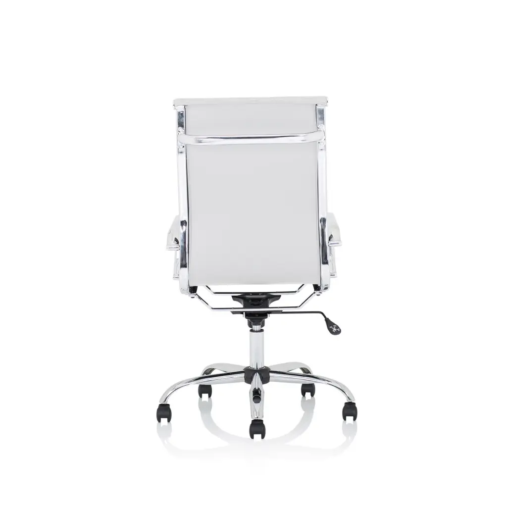 Dynamic Nola High Back White Soft Bonded Leather Executive Office Chair With Fixed Arms and Chrome Frame - OP000256