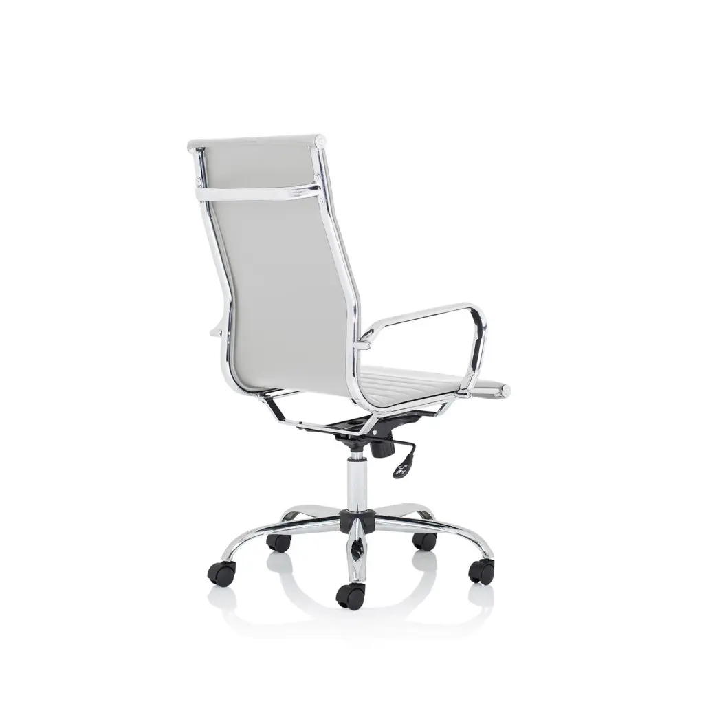 Dynamic Nola High Back White Soft Bonded Leather Executive Office Chair With Fixed Arms and Chrome Frame - OP000256