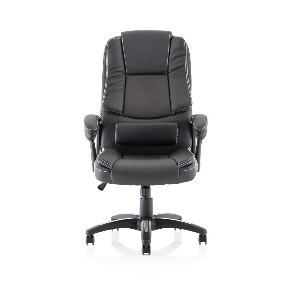 Dynamic Dakota High Back Black Leather Look Executive Office Chair With Fixed Arms - EX000250