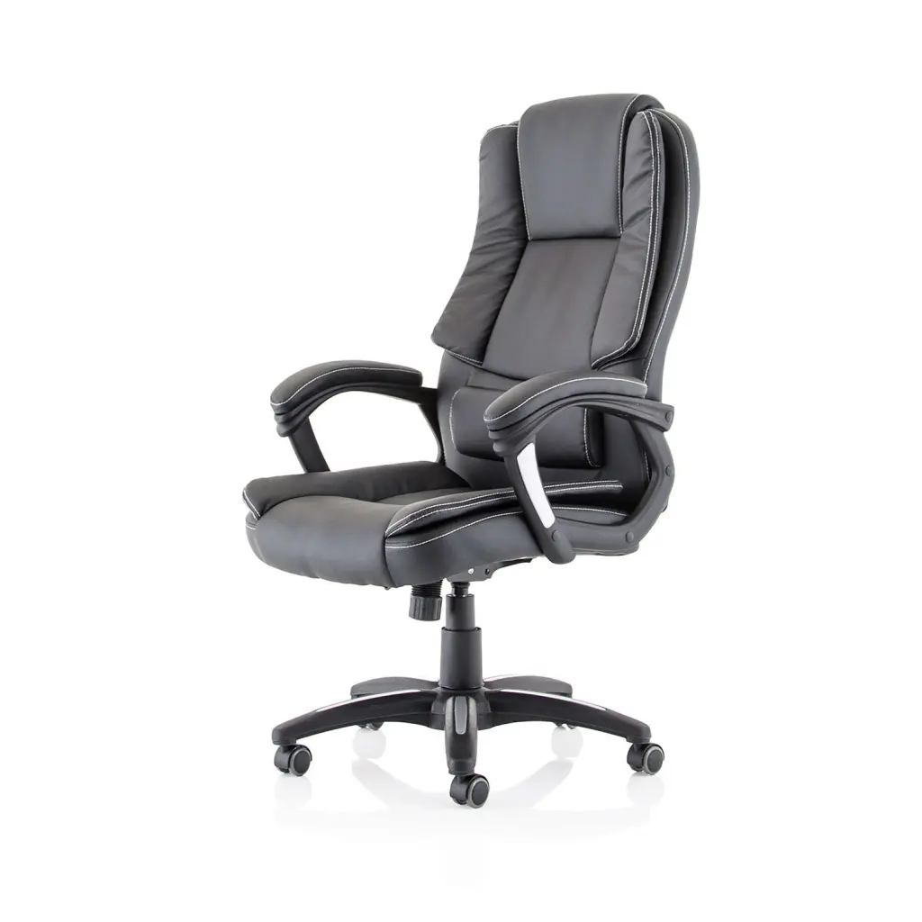 Dynamic Dakota High Back Black Leather Look Executive Office Chair With Fixed Arms - EX000250