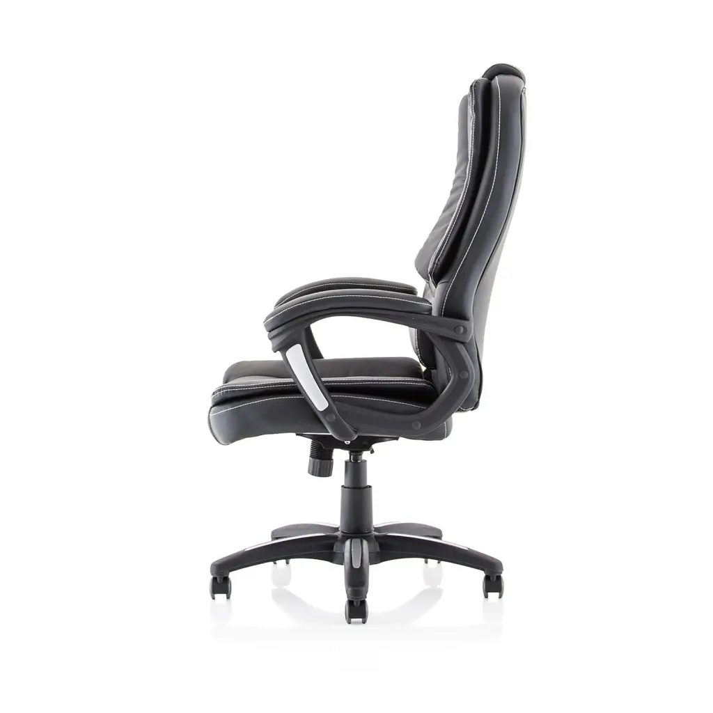 Dynamic Dakota High Back Black Leather Look Executive Office Chair With Fixed Arms - EX000250