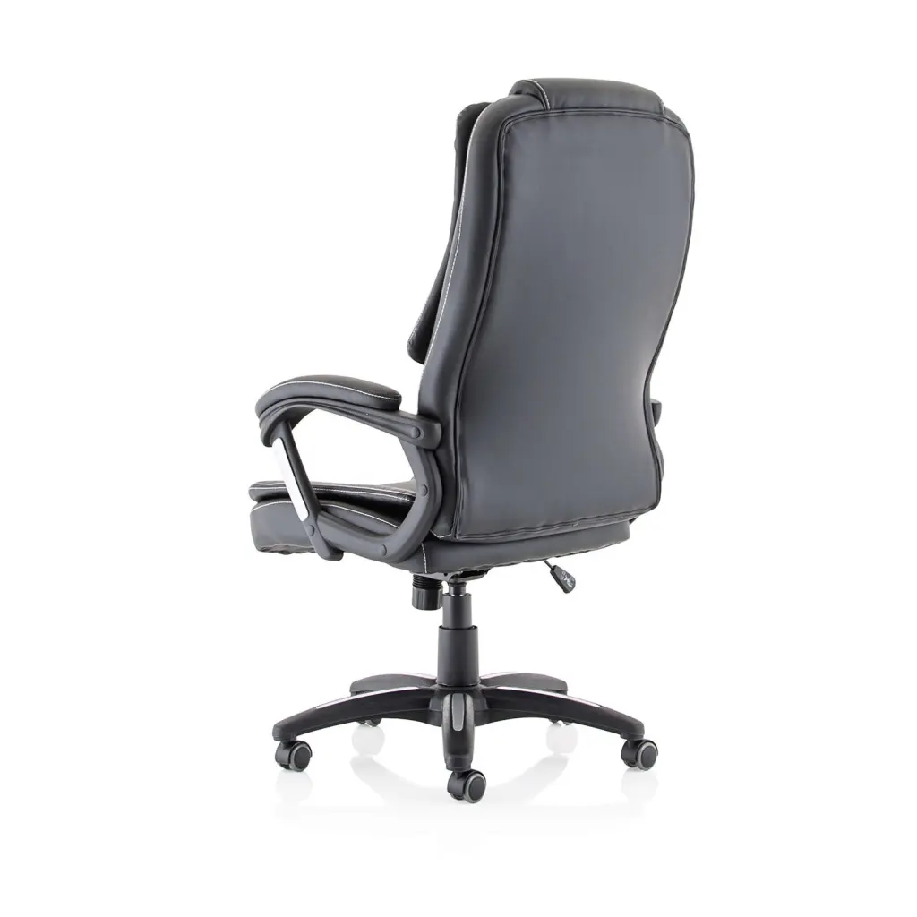 Dynamic Dakota High Back Black Leather Look Executive Office Chair With Fixed Arms - EX000250