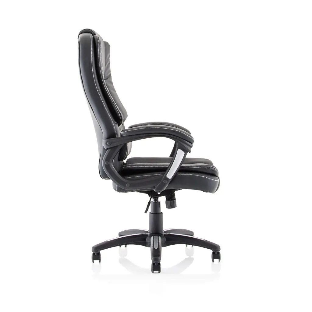 Dynamic Dakota High Back Black Leather Look Executive Office Chair With Fixed Arms - EX000250