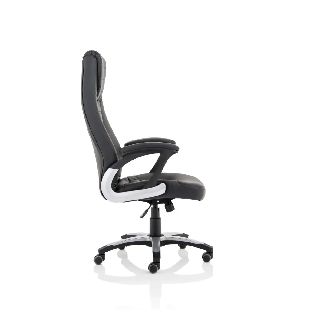 Dynamic Metropolis High Back Black Leather Look Executive Office Chair With Fixed Arms - EX000230