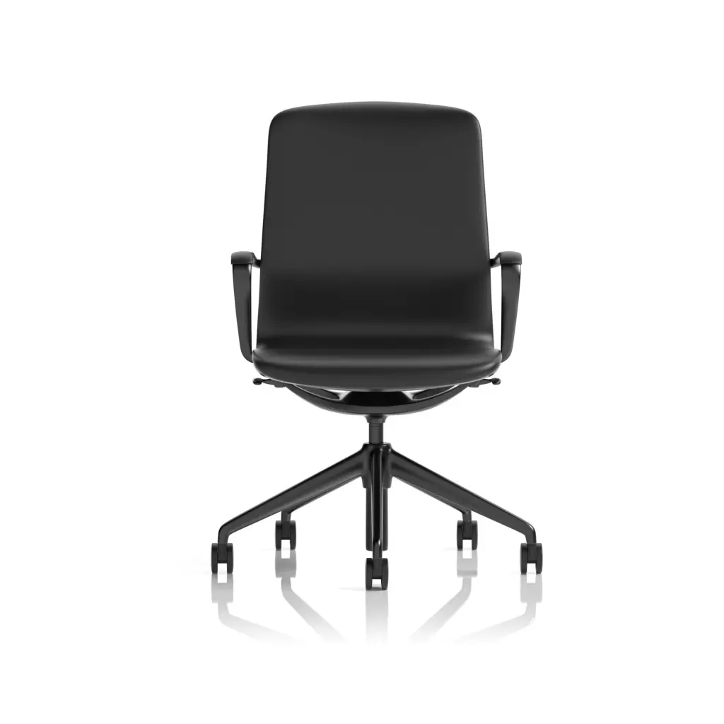 Dynamic Lucia Medium Back Black Vegan Leather Upholstery Executive Office Chair With Fixed Arms and Black Frame - EX000263