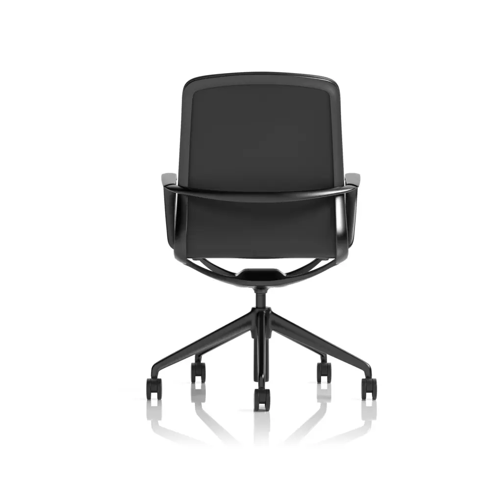 Dynamic Lucia Medium Back Black Vegan Leather Upholstery Executive Office Chair With Fixed Arms and Black Frame - EX000263