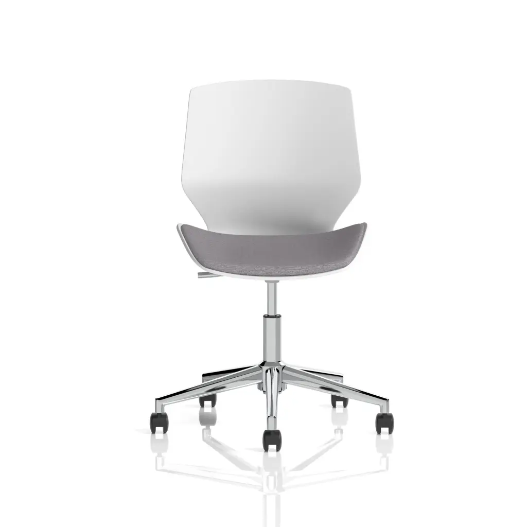 Dynamic Florence Task Office Chair 5 Star Chrome Base With White Frame and Grey Fabric Seat - BR000312