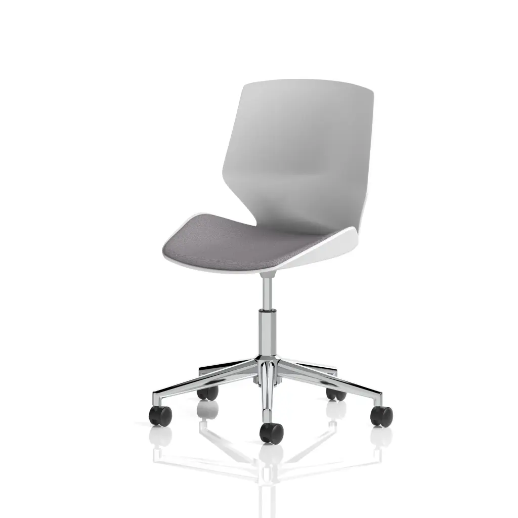 Dynamic Florence Task Office Chair 5 Star Chrome Base With White Frame and Grey Fabric Seat - BR000312