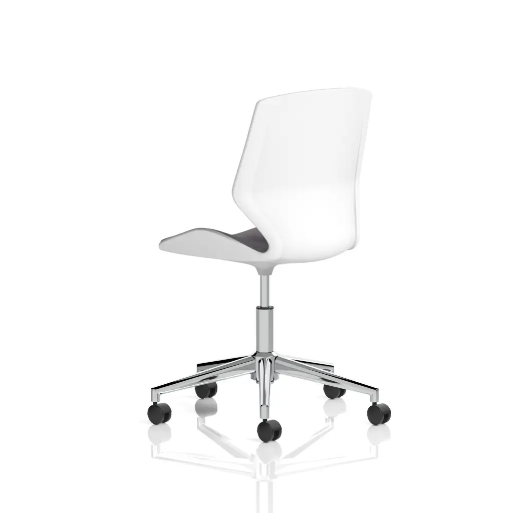 Dynamic Florence Task Office Chair 5 Star Chrome Base With White Frame and Grey Fabric Seat - BR000312