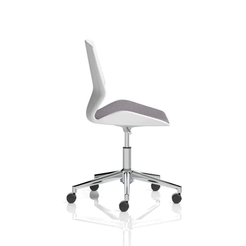 Dynamic Florence Task Office Chair 5 Star Chrome Base With White Frame and Grey Fabric Seat - BR000312