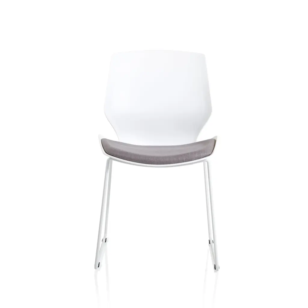 Dynamic Florence Sled Visitor Chair With White Frame and Grey Fabric Seat - BR000308