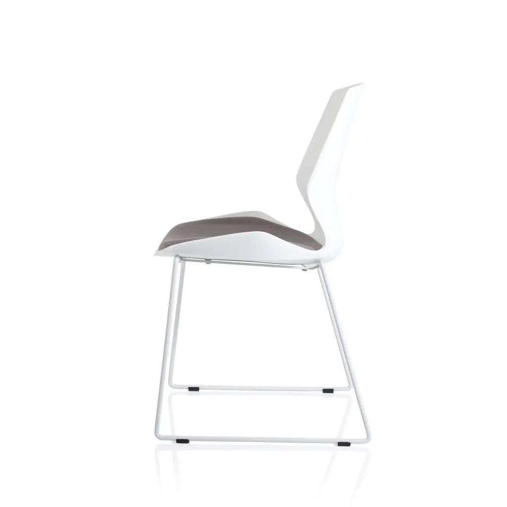 Dynamic Florence Sled Visitor Chair With White Frame and Grey Fabric Seat - BR000308