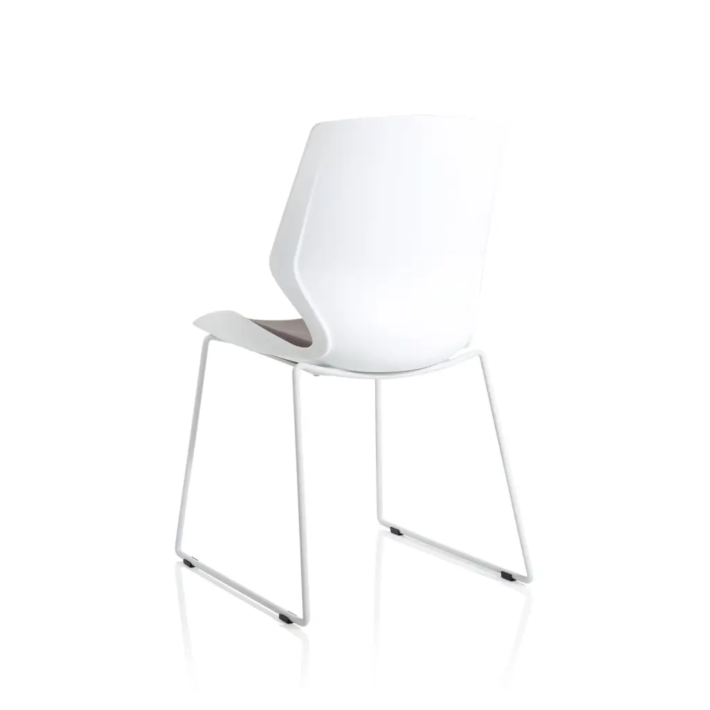 Dynamic Florence Sled Visitor Chair With White Frame and Grey Fabric Seat - BR000308