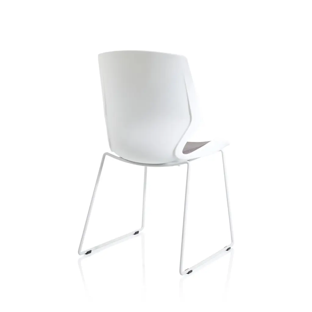 Dynamic Florence Sled Visitor Chair With White Frame and Grey Fabric Seat - BR000308