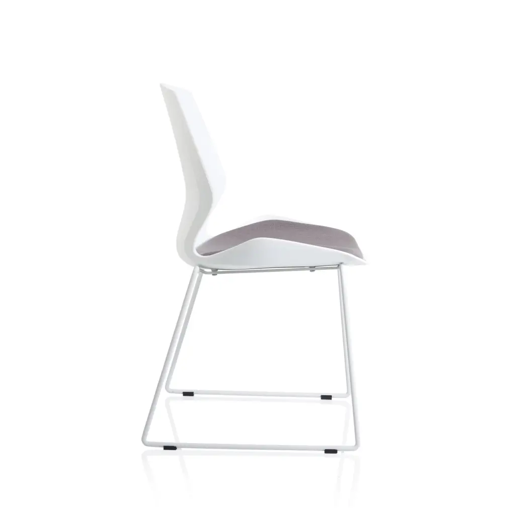 Dynamic Florence Sled Visitor Chair With White Frame and Grey Fabric Seat - BR000308