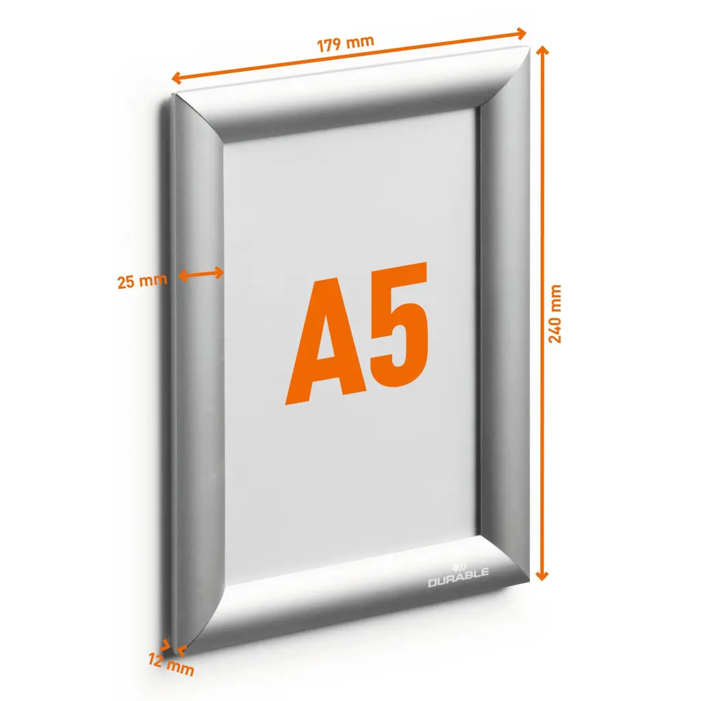 Durable Aluminium Snap Frame A5 Silver - 479523