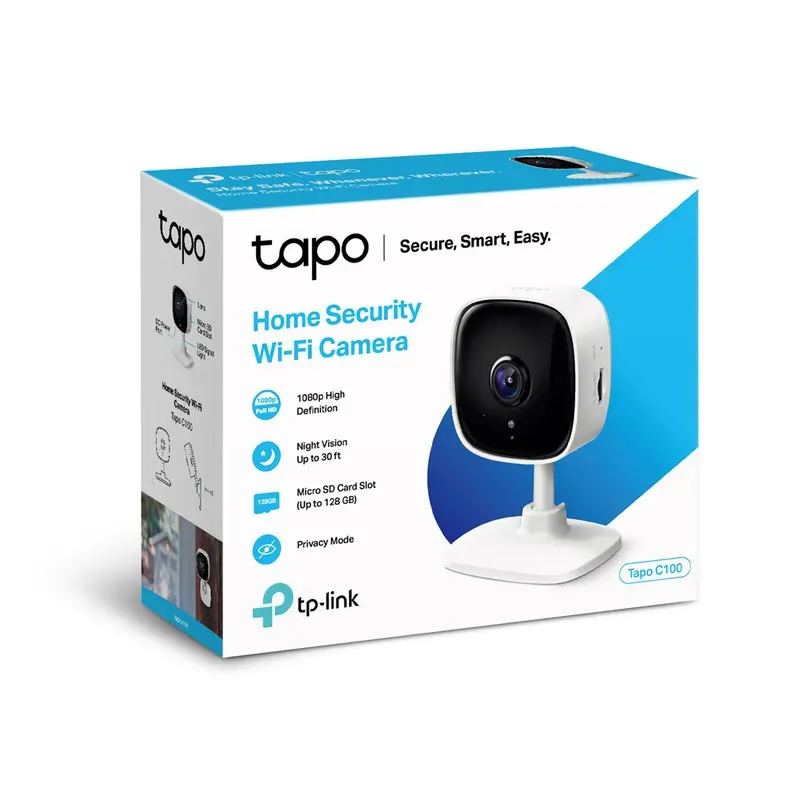 TP Link Tapo WiFi IP 1080p Home Security Camera Night Vision Motion Detection Alarms and 2 Way Audio