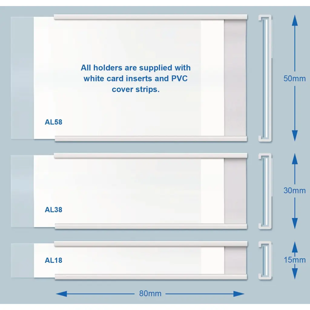 Beaverswood Self-Adhesive PVC Label Holder (Clear) With White Card For Shelving and Racking H30mmxW80mm White (Pack 100) - AL38