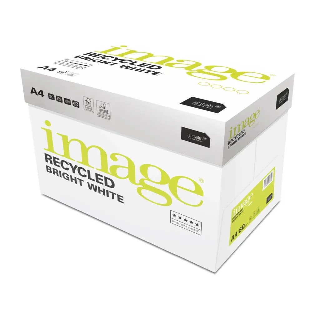 Image Bright White Recycled Printer Paper A4 80gsm (Box 5 Reams) - 623527