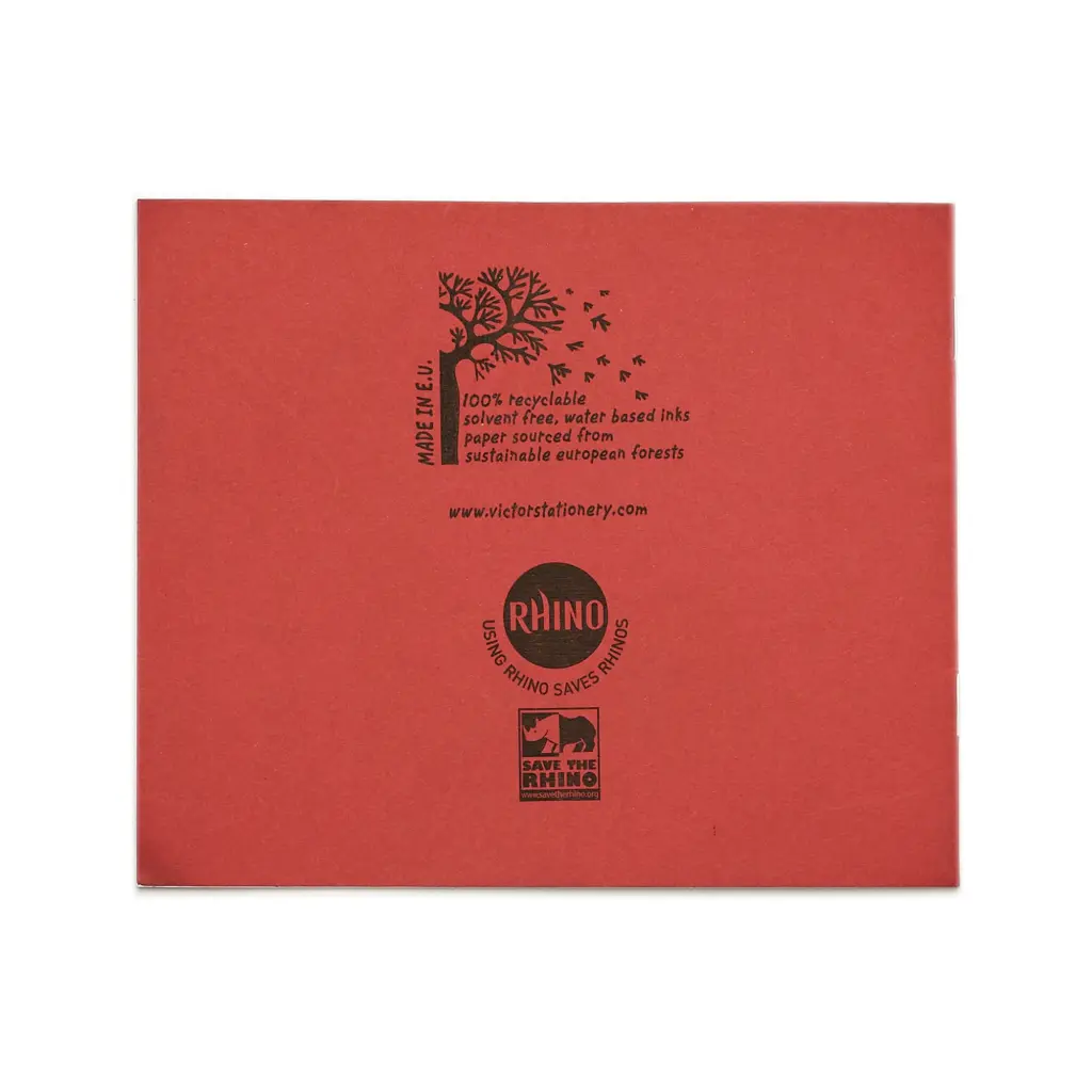 RHINO 138 x 165 Exercise Book 24 Page Ruled Feint 11mm Red (Pack 100) - VEX032-156-6
