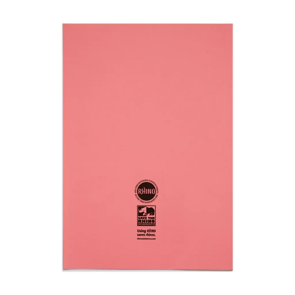 RHINO A4+ (13 x 9 inch) Oversized Exercise Book 48 Page Plain Pink (Pack 50) - VDU048-102-4
